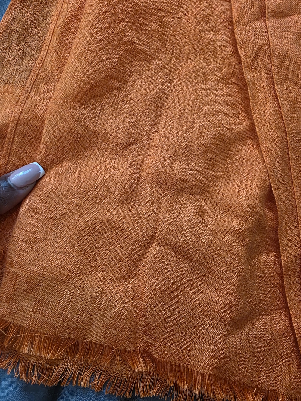 Tory Burch Orange Fringed Lightweight Wrap Scarf